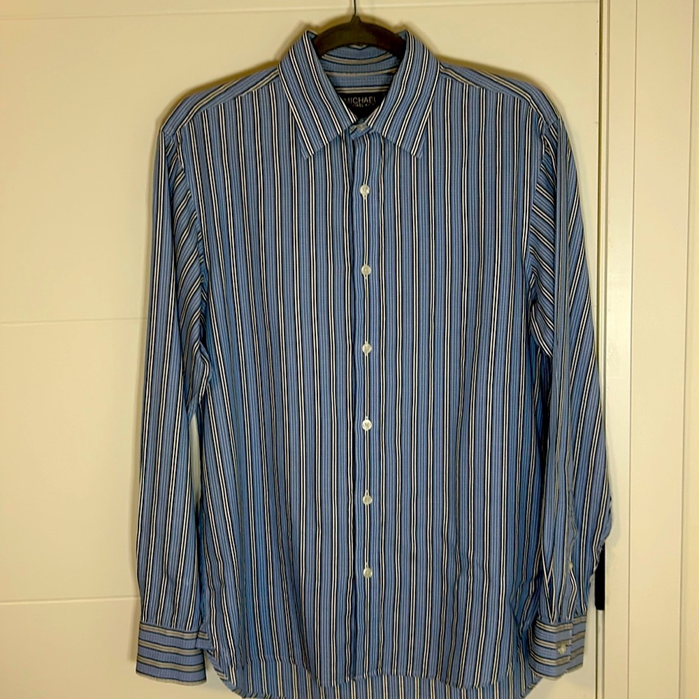 blue white stripe, Michael Kors men’s button-down shirt size small